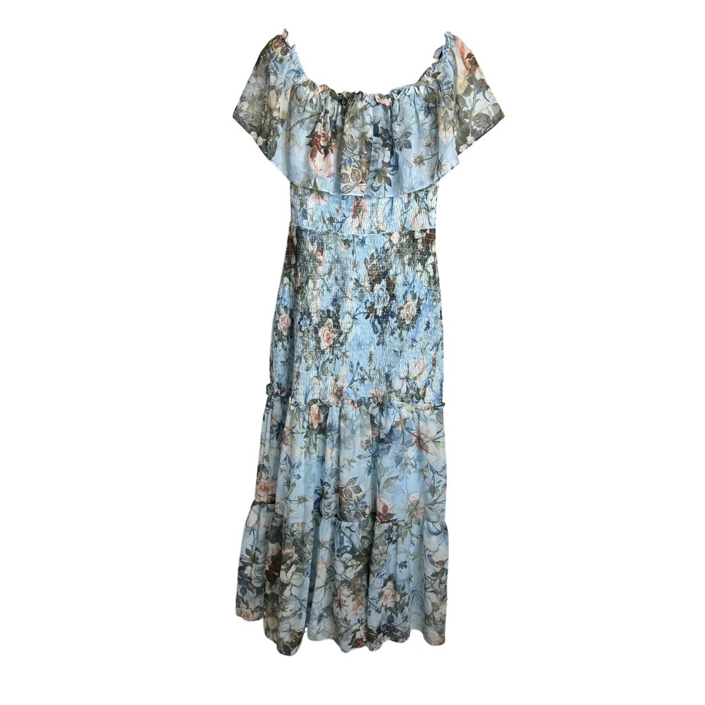 Baltic Born Amalfi Smocked Maxi‎ Dress Blue Floral - Picture 8 of 8